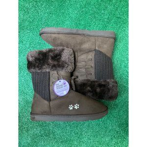 NWT Women's  Lace-Up Paw Print Sweater Boots  - Size: 11